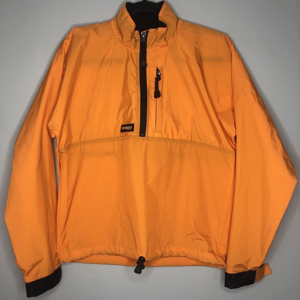 Stohlquist Water Wear Adult Small Orange 1/2 Zip Mock Neck Pullover Rain‎ Jacket